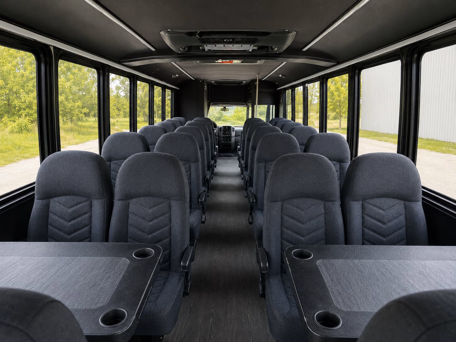mission 18 passenger minibus interior