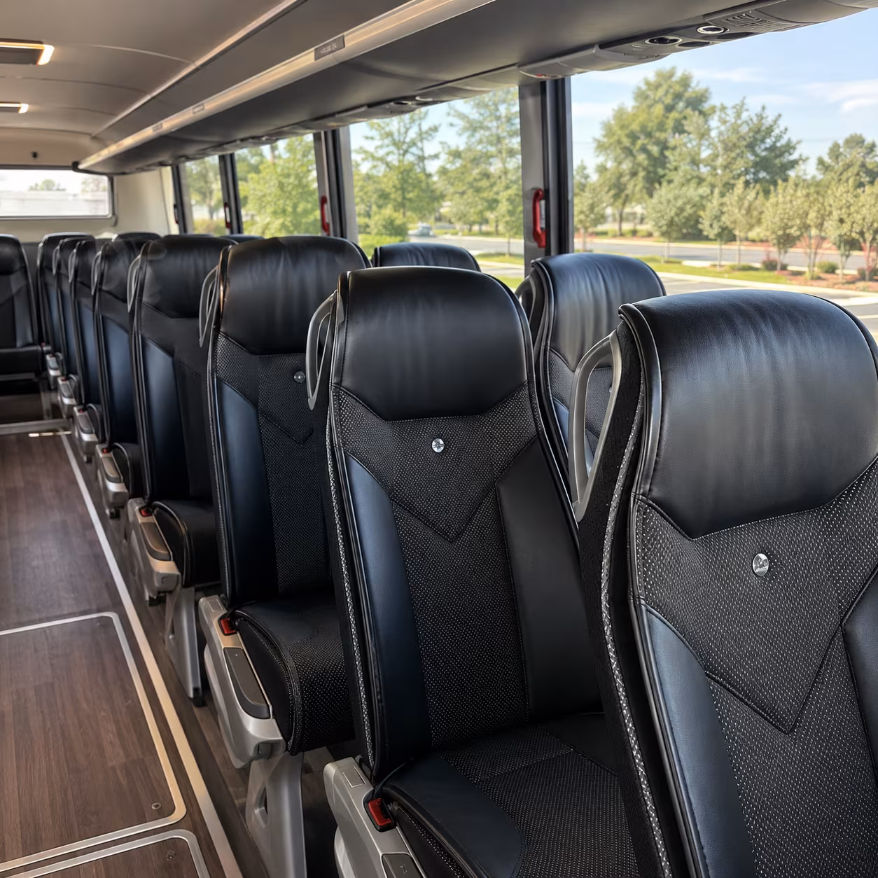 mission 45 passenger charter bus interior