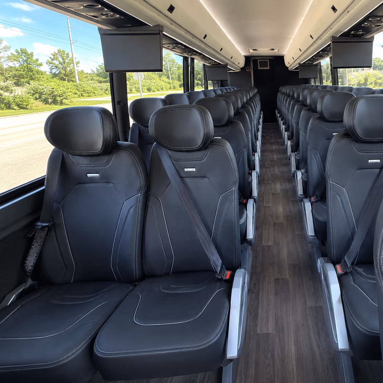 mission 47 passenger charter bus inside