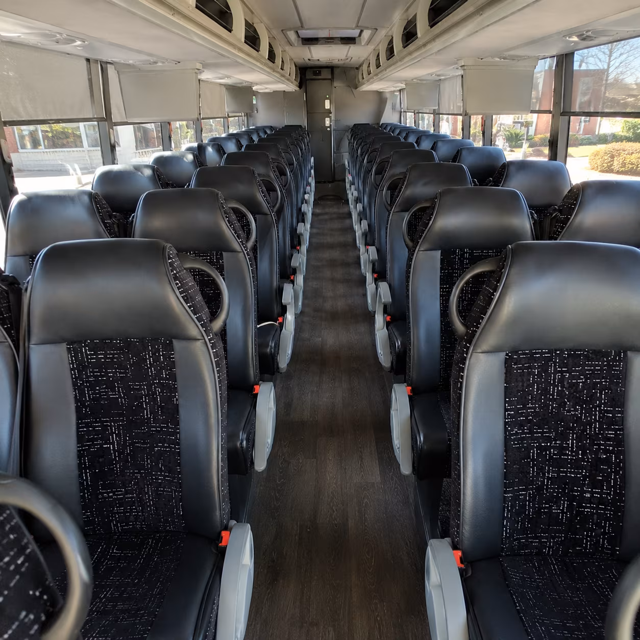 mission 54 passenger charter bus inside