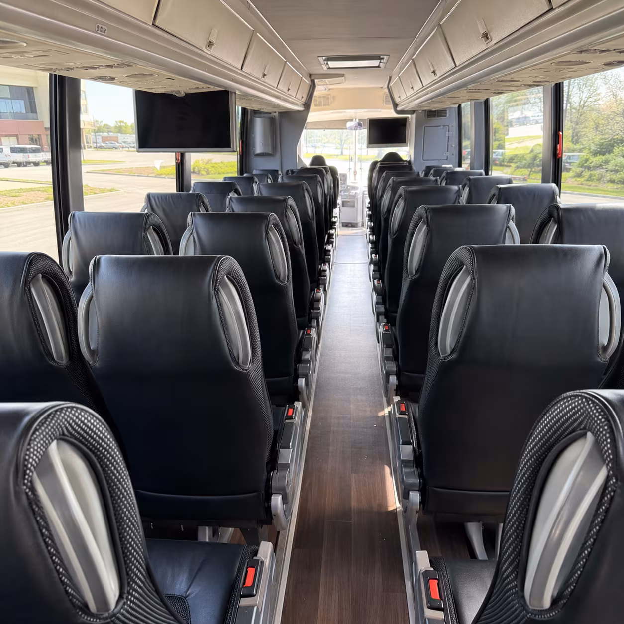 mission 56 passenger charter bus inside